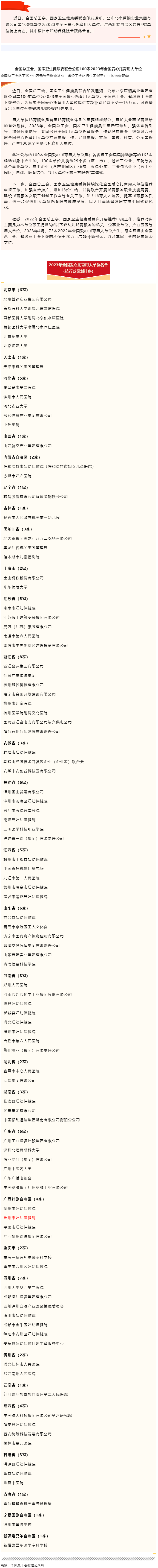 全國(guó)總工會(huì)、國(guó)家衛(wèi)生健康委聯(lián)合公布100家2023年全國(guó)愛(ài)心托育用人單位.png